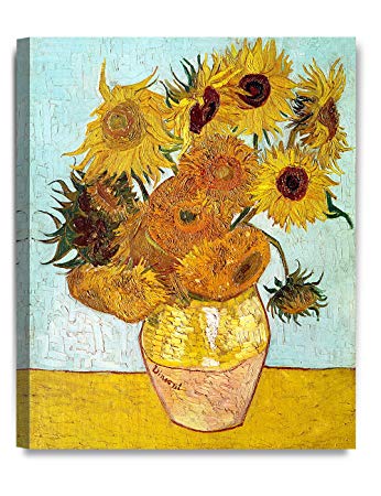 DecorArts - Twelve Sunflowers, by Vincent Van Gogh. The Classic Arts Reproduction. Art Giclee Print On Canvas, Stretched Canvas Gallery Wrapped. 16x20"