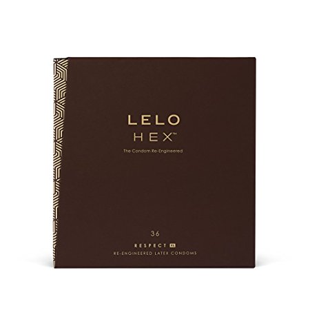 LELO HEX Respect, XL Size, Luxury Condoms with Unique Hexagonal Structure, Thin Yet Strong Latex Condom, Lubricated (36 pack)