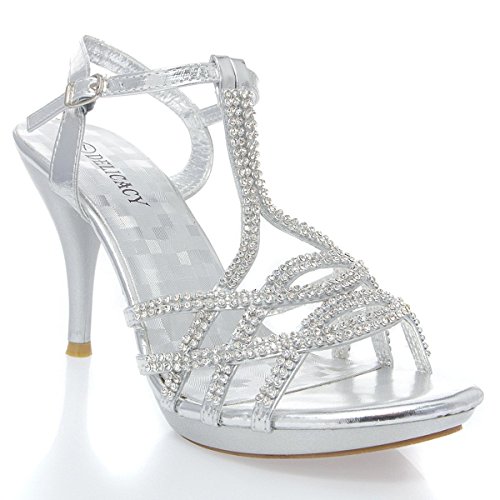 V-Luxury Delicacy Womens Essential74 Open Toe Rhinestone Strappy Stiletto High Heel Sandal Shoes