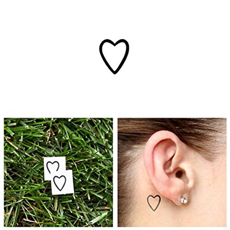 Tattify Small Heart Outline Temporary Tattoo - A little love (Set of 2) - Other Styles Available and Fashionable Temporary Tattoos - Tattoos that are Long Lasting and Waterproof