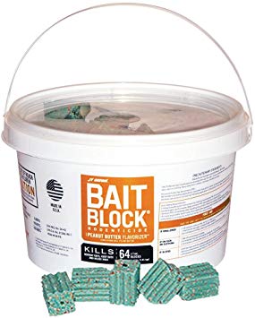 JT Eaton 704-PN Bait Block Rodenticide Anticoagulant Bait, Peanut Butter Flavor, For Mice and Rats (Pail of 64)