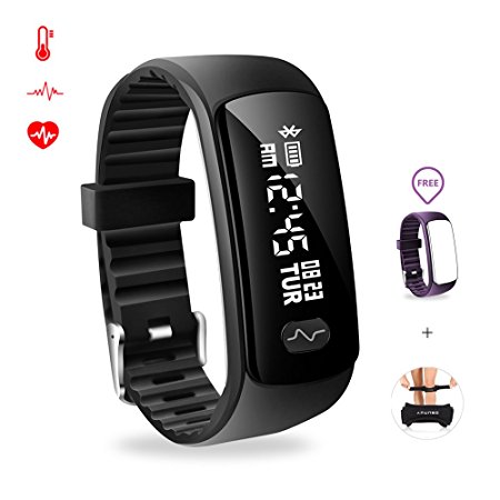 Fitness Tracker, AFUNSO Activity Tracker Pedometer with ECG PPC Blood Pressure Monitor & Heart Rate Monitor, IP66 Waterproof Bluetooth 4.0 Fitness Watch, Sleep Monitor Smart Band for Android & iOS