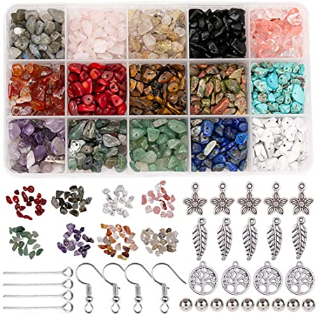 Potosala Chip Beads Natural Irregular Gemstone Beads Loose Beads 5-7mm Crystal Energy Stone Natural Gemstone Beads Kit for DIY Jewelry Necklace Bracelet Earring Making