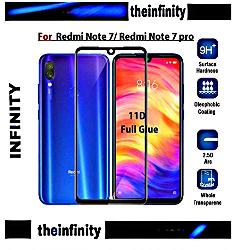 Aeidess Full Edge to Edge 11D Tempered Glass Screen Protector for Redmi Note 7/ Note 7 pro (2019) Black