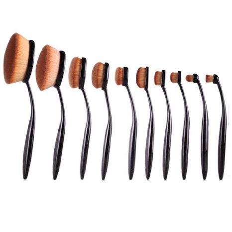 Sankuwen 10 Pcs Powder Foundation Face Makeup Oval Loose Brush