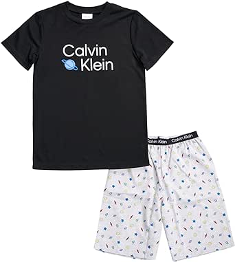 Calvin Klein Boys Little 2 Piece Sleepwear Top and Bottom Pajama Set Pj