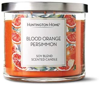 Huntington Home Soy Blend Scented Candle All Scented, 3 Wicks 45/60 Hours (Blood Orange Persimmon)