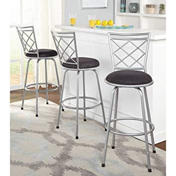 Avery Adjustable Metal Barstools, Silver, Set of 3