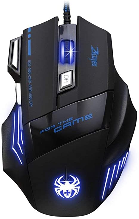 Gaming Mouse Professional,MAXIN ZELOTES Professional LED Optical 7200 DPI 7 Button USB Wired Gaming Mouse Mice for gamer Adjustable DPI Switch Function 7200DPI/3200DPI/2400 DPI /1600 DPI /1000 DPI For Pro Game Notebook PC Laptop Computer