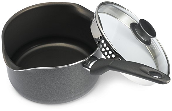 Bialetti 6163 Italian Collection Covered Sauce Pan, 3 Quart, Charcoal