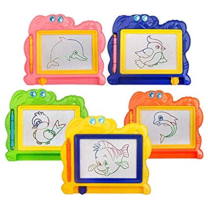 Joddge Mini Magnetic Drawing Board for Kids, Small Travel Writing Painting Sketching Boards, Erasable Toddler Step Learning Education Doodle Pad Gift Prize Preschool Art Toys for Girls Boys (5 Pack)