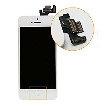 LLLccorp OEM for iPhone 5 5G LCD Replacement Complete Front Housing LCD Display Touch Screen Digitizer Assembly   Front Camera   Earpiece Speaker   Mid Board  Home Button Small Parts (White)