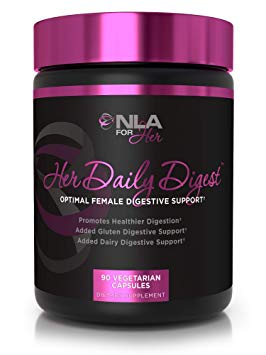 NLA for Her - Her Daily Digest - Natural Support for Better Digestion – Bloating, Constipation   Gas Relief – Digestive Enzymes for Dairy Digestion and Lactose Absorption - 90 Vegetarian Capsules