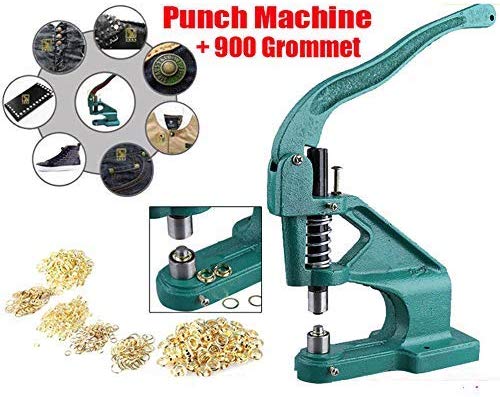 3 Die Hand Press Grommet Machine Manual Grommet Press Punch Tool Kit Hole Punch Tool Kit with 900 Pcs Grommets Eyelet Tool