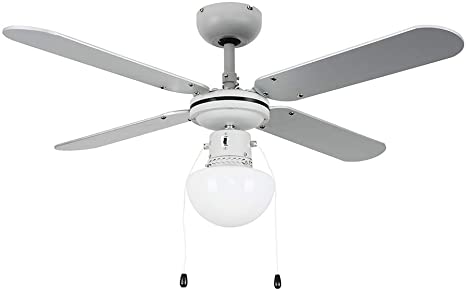 MiniSun Grey 42" Modern Ceiling Fan with Light & Grey/Black Reversible Blades