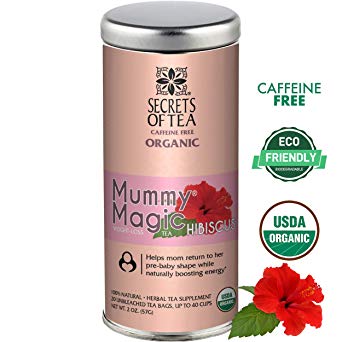 Mummy Magic Weight Loss Postpartum Tea- USDA Organic- 20 Biodegradable Sachets, Naturally Support Metabolism, Increases Energy Levels & Digestion -40 Cups (hibiscus)