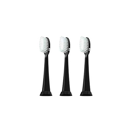 TAO Clean Sonic Electric Toothbrush Replacement Head, 3 Pack, Deep Space Black