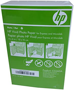 HP 4x6 Matte Vivid Photo Paper 180 Sheets CG465A Borderless