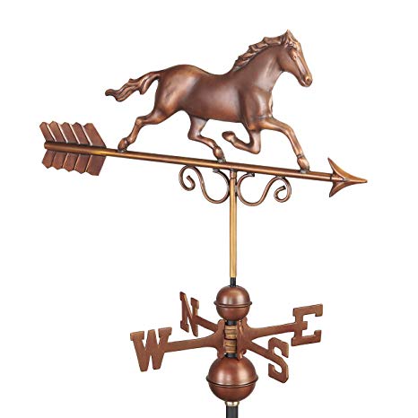 Good Directions 1974BRN Galloping Horse Bronze Weathervane, Pure Copper Hand Finished Patina
