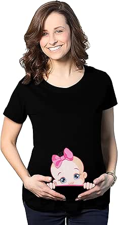 Maternity Cute Pregnancy Tshirt Baby Peeking Funny Graphic Tee New Baby Top