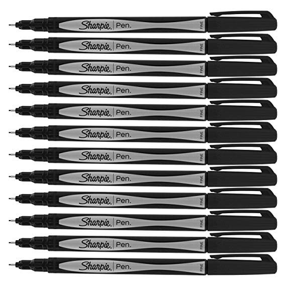 Sharpie Plastic Point Pen, 12-Count (Fine Point, Black)