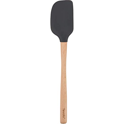 Tovolo 81-15647C Flex-Core Wood Handled Silicone Spatula, Non-Stick Heat-Resistant, BPA-Free, Dishwasher-Safe With Removable Angled Head, 1 EA, Charcoal