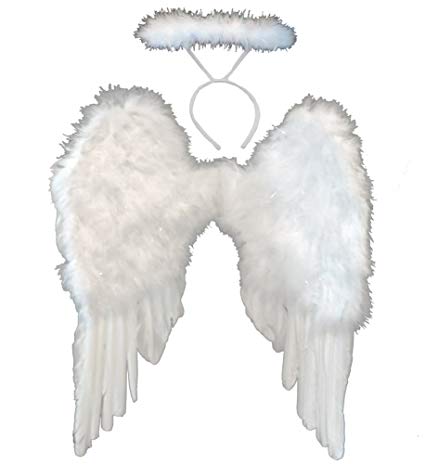 White Feather Angel Wing & Halo Set