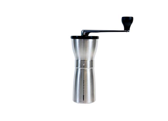 Hario Mini-Slim Ceramic Burr Coffee Mill, Silver-Pro