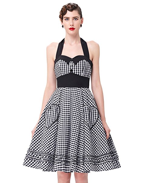 GRACE KARIN Women's 50s Vintage Style Halter Rockabilly Sailor Dress