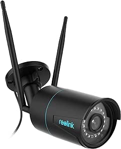 Reolink 5MP Telecamera Wi-Fi Esterno 2,4/5 GHz, Videocamera da Esterni con Rilevamento di Persone e Veicoli, Visione Notturna, Impermeabilità IP66, Slot per Scheda microSD, Time-Lapse, RLC-510WA Nero