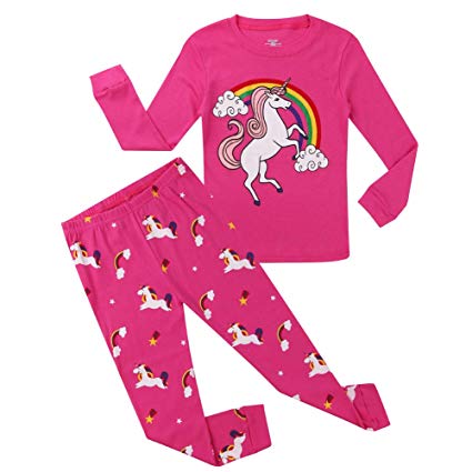 Hsctek Girls Pajamas Set, Children Long Pjs, Kids Cotton Sleepwear Clothes