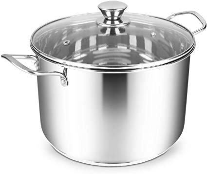 Penguin Home - Professional Induction-Safe Stainless Steel Stock Pot with glass Lid - Perfect for Soups, Stews & Casseroles - Built to Last You a Lifetime – Sturdy Steel - 7 Litre