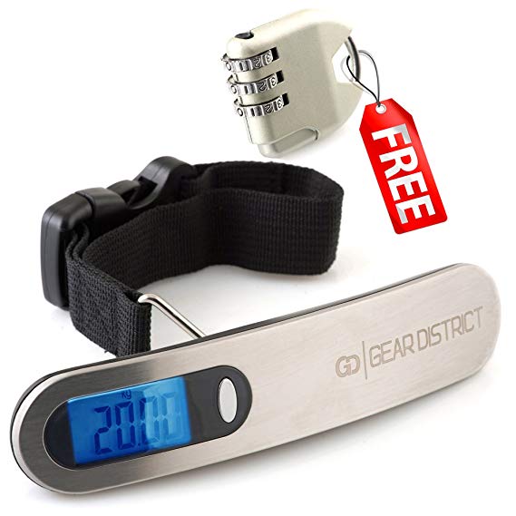 Digital Luggage Scale 110lb Blue Backlight FREE: Lock   Battery   Ebook - LIMITED TIME OFFER !