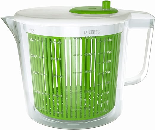 Single Serve Small Salad Spinner - Mini Prep Lettuce Spinner and Dryer with Measuring Cup - Spinning Colander with Fruit and Vegetable Washing Basket Bowl - Great Fruit and Vegetable Washer