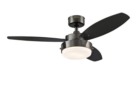 Westinghouse 7876400 Alloy Reversible Three-Blade Indoor Ceiling Fan , 42-Inch,  Gun Metal Finish with Two-Light Opal Frosted Glass