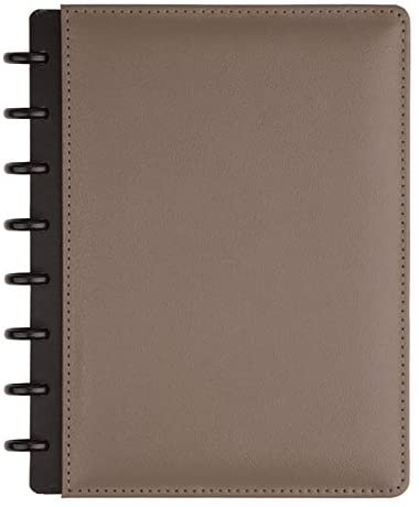 TUL Custom Note-Taking System Discbound Notebook, Junior Size, Leather Cover, Gray