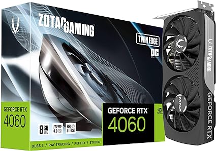 ZOTAC Gaming GeForce RTX 4060 8GB Twin Edge OC DLSS 3 8GB GDDR6 128-bit 17 Gbps PCIE 4.0 Compact Gaming Graphics Card, ZT-D40600H-10M