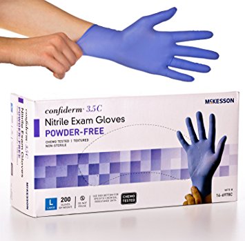 McKesson Confiderm 3.5C Nitrile Latex-Free LG Exam Gloves, Large, Chemo Tested, Powder-Free, 200/BX (CASE OF 10)