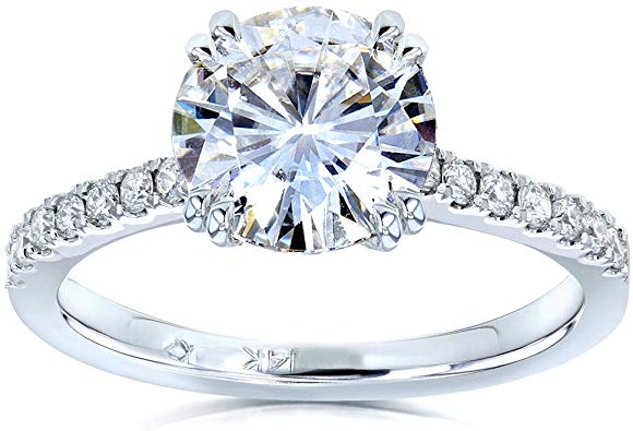 Kobelli Moissanite and Lab Grown Diamond Engagement Ring 2 1/10 CTW 14k White Gold (HI/VS, DEF/VS)