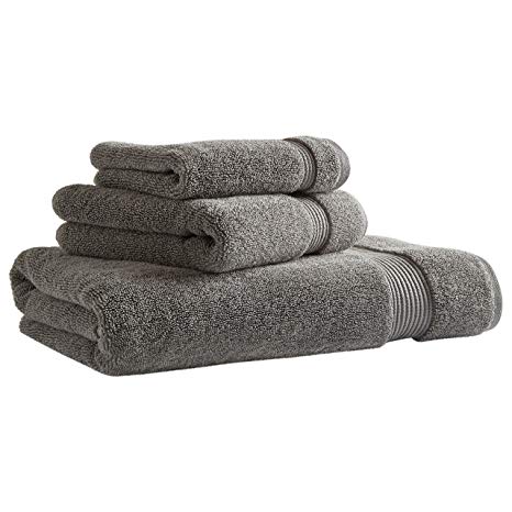 Rivet Classic Supima Cotton Towel Set, Set of 3, Pewter