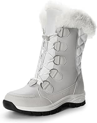 DREAM PAIRS Women's Waterproof Winter Snow Boots, Warm Comfortable Faux Fur Insulated Non-Slip Outdoor Lace-Up Florin Mid Calf Booties