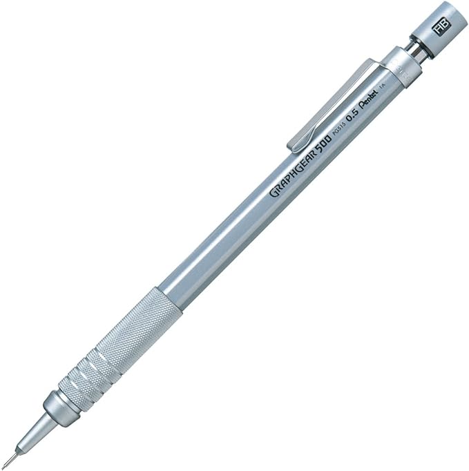 Pentel Packaged Graph Gear 500 Automatic Drafting Pencil, 0.5mm, Grey Accents (XPG515)