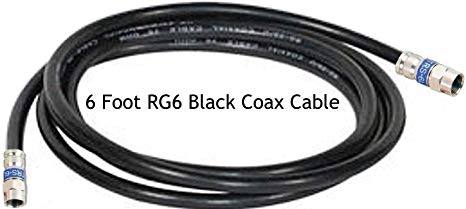 Channel Master 6 Foot RG6 Coaxial Cable With Premium Compression Connectors (Black)