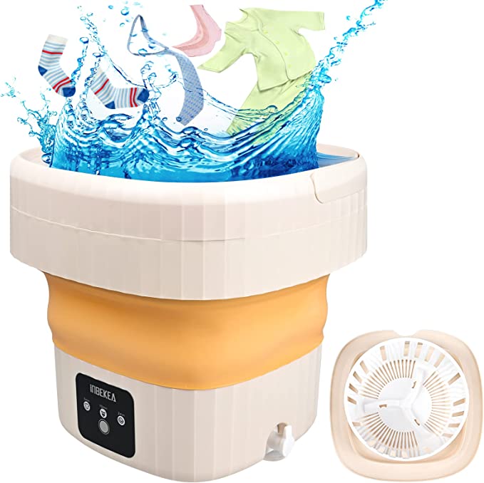 VAIPI Folding Washing Machine Mini Portable Clothes Washer and Dryer Small Bucket Washer with Touch Screen and Drain Basket for Camping, Apartments, RV Travel,Underwear - Include Use Manual (13.2 lbs)