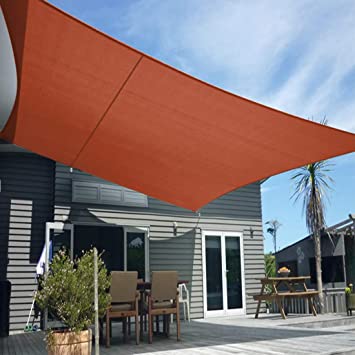 Artpuch 12' x 16' Sun Shade Sails Canopy, Brick Red 185GSM Shade Sail UV Block for Patio Garden Outdoor Facility and Activities