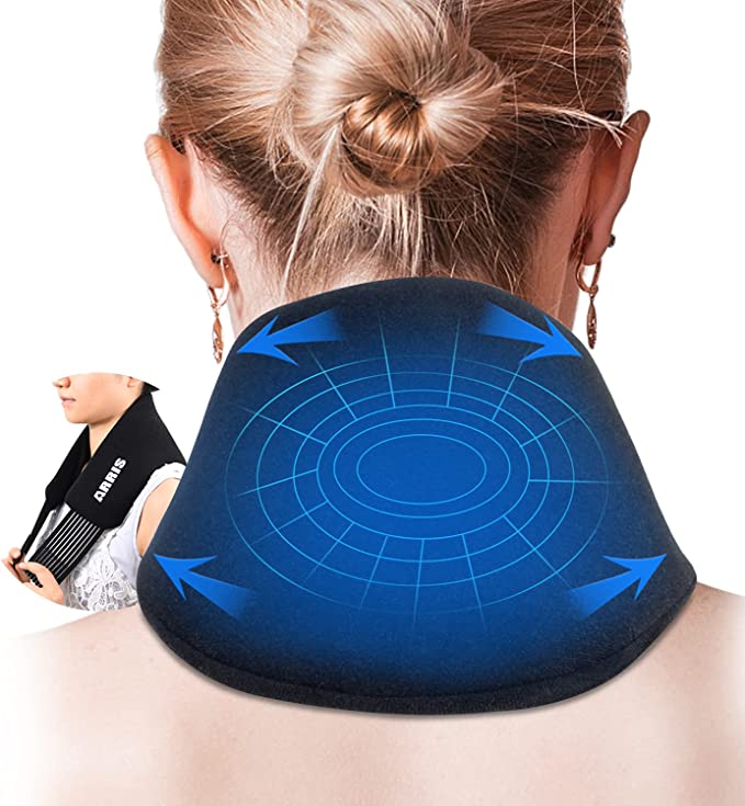 Neck Ice Pack with Straps - Cold Compress Neck Therapy Wrap - Soothing Pain Relief for Neck, Cervical, Shoulder- Reusable & Flexible Hot Cold Gel Packs for Swelling, Injuries, Headache