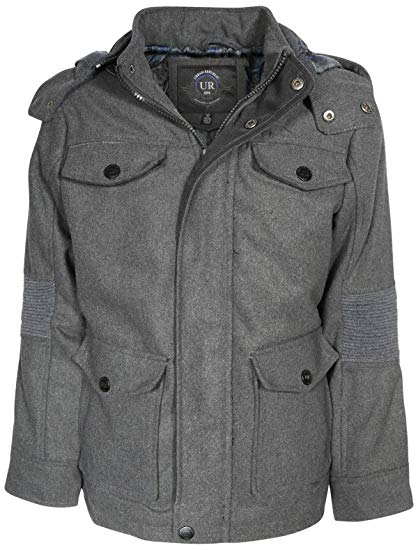 Urban Republic Boys Wool Officer Jacket Hood