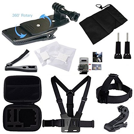 GBB Sport camera Accessories Kit for Gopro Hero 5 4 3  3 2 1, Action camera Sjcam AKASO WiMiUS Campark Lightdow DBPower VicTsing Aokon (21-in-1)
