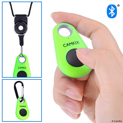 CamKix Camera Shutter Remote Control with Bluetooth Wireless Technology - Drop Style - Compatible with iPhone/Android - One Button Control - Carabiner and Lanyard with Detachable Ring Included