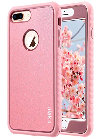 iPhone 8 Plus Case, ULAK Heavy Duty Shockproof Flexible TPU Bumper Durable Anti-Slip Lightweight Hard Protective Safe Grip Cover for iPhone 8 Plus 5.5 inch [Larger Screen Size], Rose Gold Bling